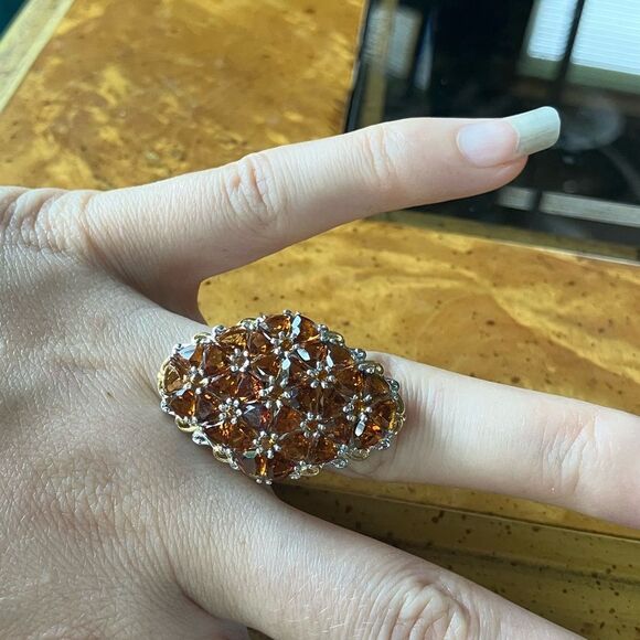 Natural Santa Ana Madeira Citrine Sterling Silver Cocktail Ring Size 6.75 - Picture 3 of 8